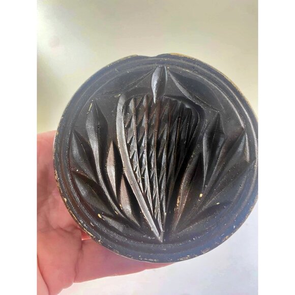 Antique Thistle Butter Print Press Mold Stylized Hand Carved Primitive - Picture 1 of 6